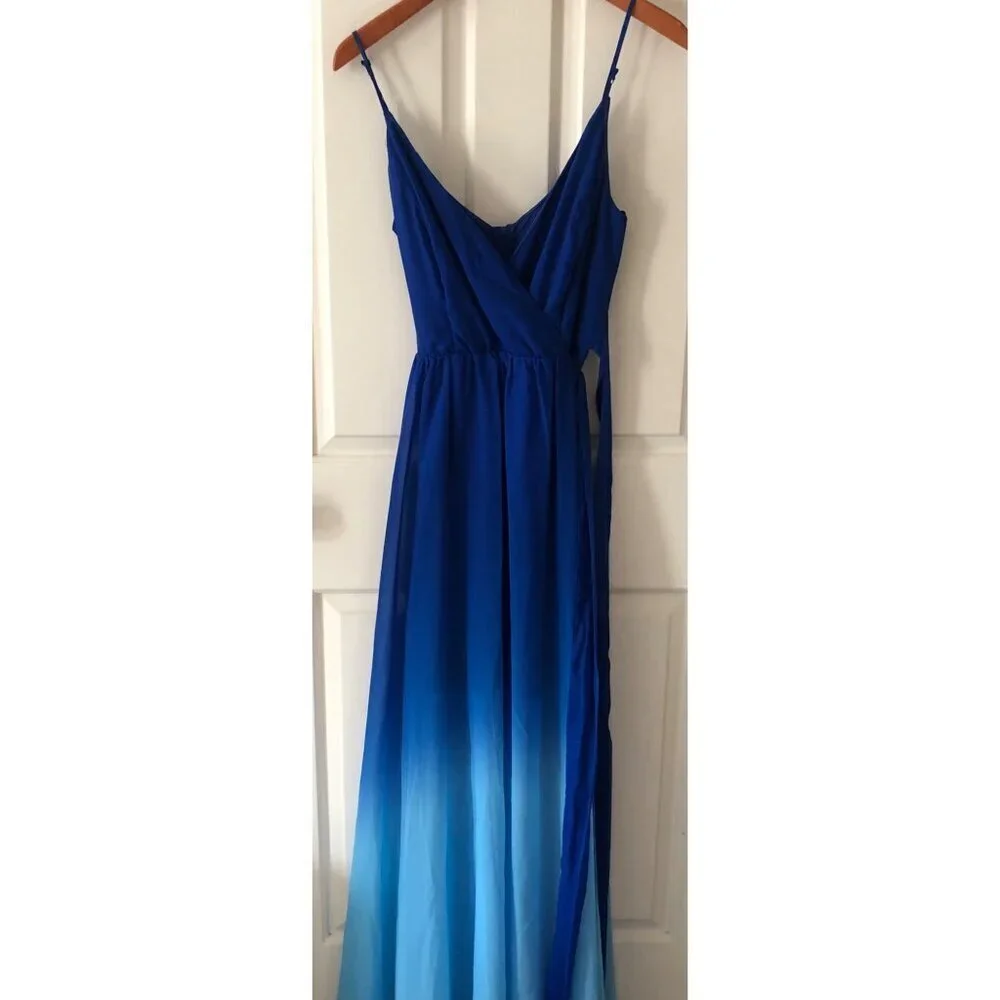 Women's Premier Amour Blue Ombre Sleeveless Maxi Dress Size 4 - Picture 4 of 15